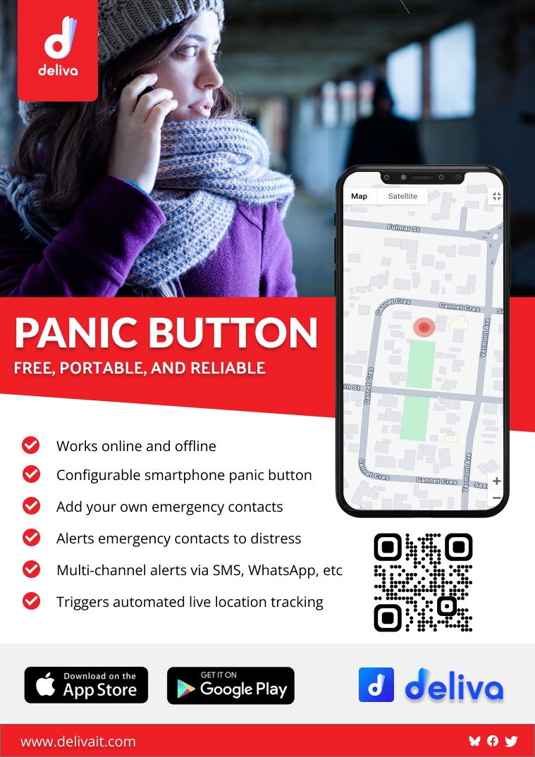 DELIVA Panic Button flyer