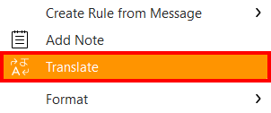 eM Client right-click translate menu