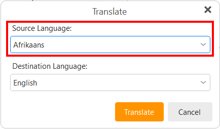 eM Client Translate source language selection