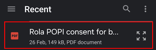 Samsung My Files select PDF