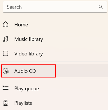Audio CD menu screenshot