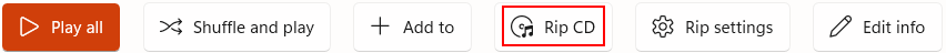 Rip CD button screenshot