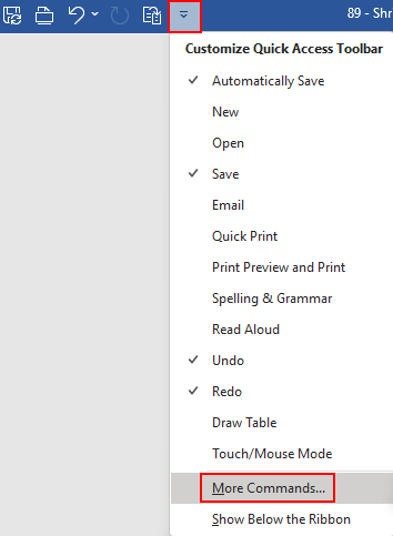 Microsoft Word screenshot
